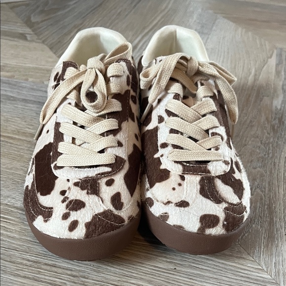 Cow Print Calf- Hair Sneakers - Picture 2 of 5